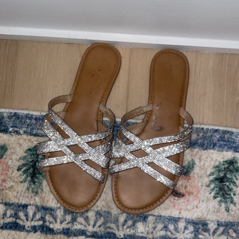 Well Worn Bedazzled Flat Sandals – Rock and Candy